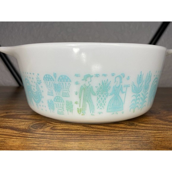 Set of 3 Vintage Pyrex Turquoise Amish Butterprint Dishes #472 #501 - Picture 15 of 16